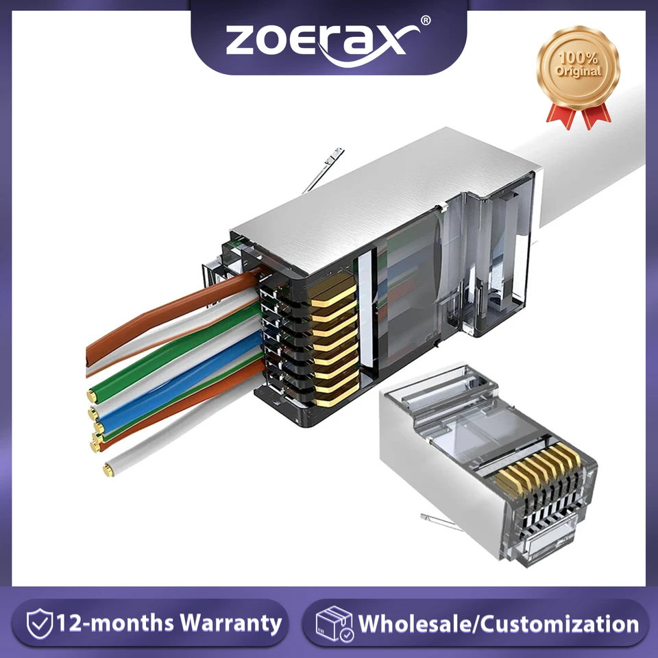 ZoeRax 30PCS RJ45 Cat8 Cat7 E Cat6A Pass Through Connettori 8P8C - Foto 9
