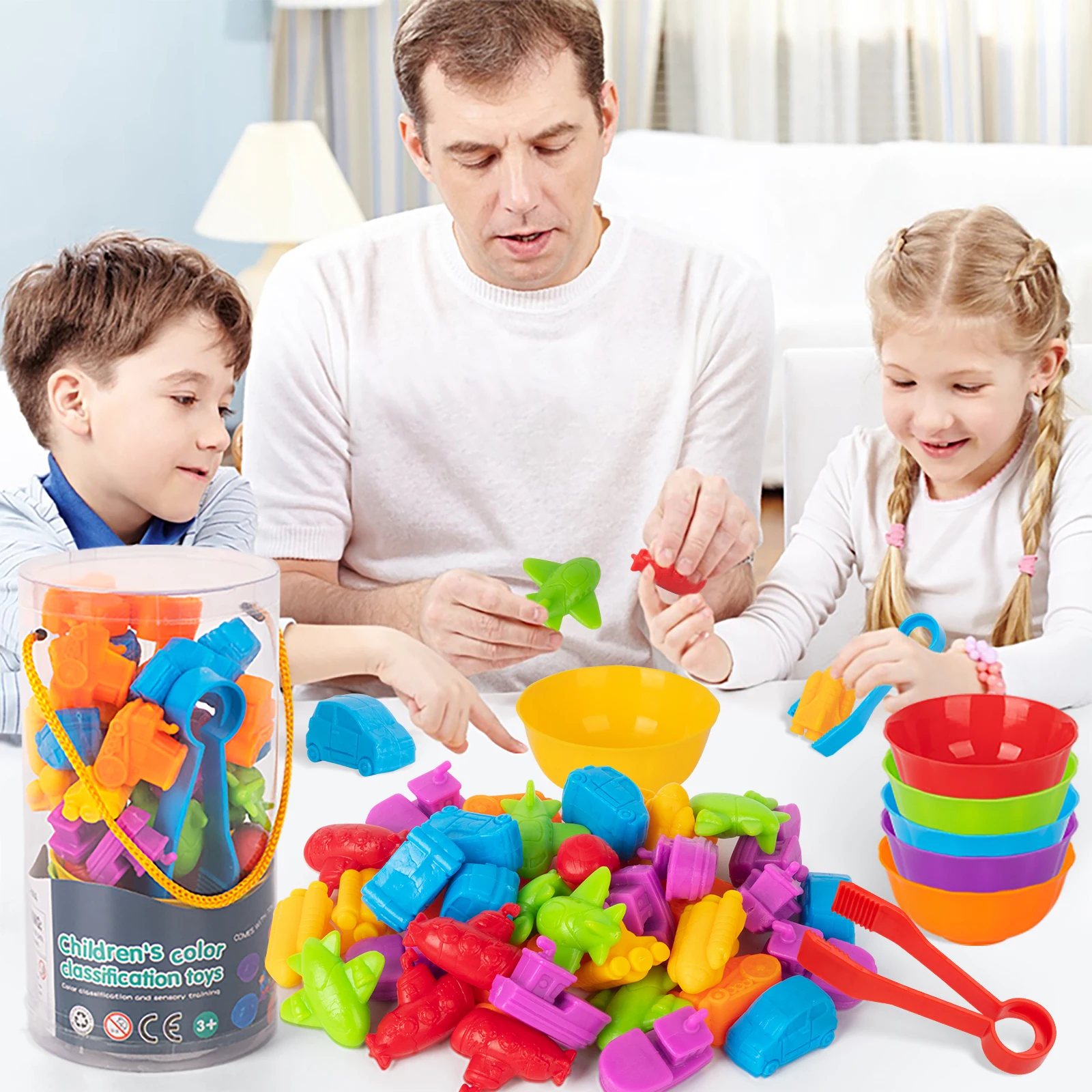 Counting Animal Models Paired With Classification Bowl Sets To Learn Mathematics, Colors, Soft Rubber Classification Toys 2