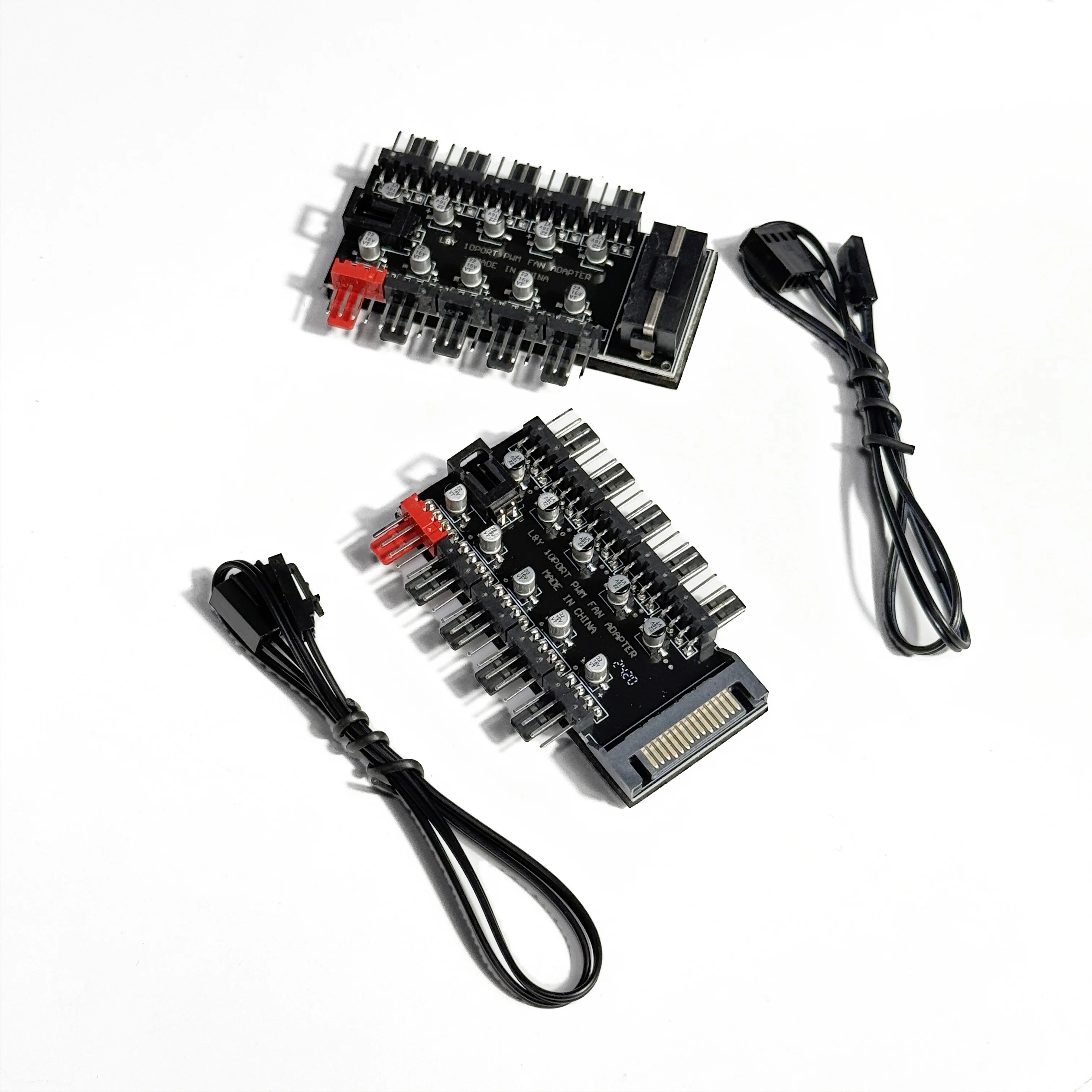 110 PWM 팬 허브 4핀 SATA 전원 PC 팬 분배기 10포트 4핀 PWM 팬 컨트롤러 (컴퓨터 케이스 CPU 냉각 팬용)