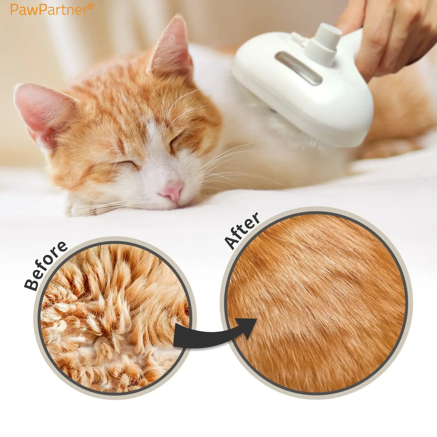 PawPartner-cepillo con pulverizador para gato y perro, peine de masaje con  tanque de agua, limpieza estática, cuidado de la piel
