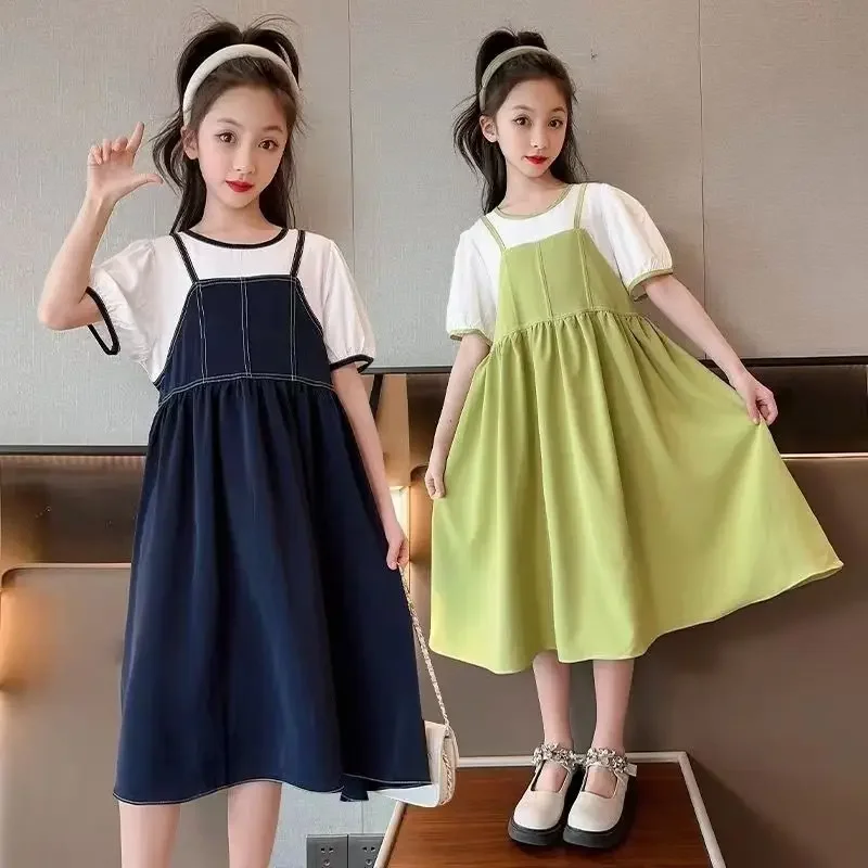 

New Fashion Girls Dress 2024 Summer Baby Kids Casual Loose Dresses Children School Dress For Girl Vestido Teen 6 8 10 12 14 Year