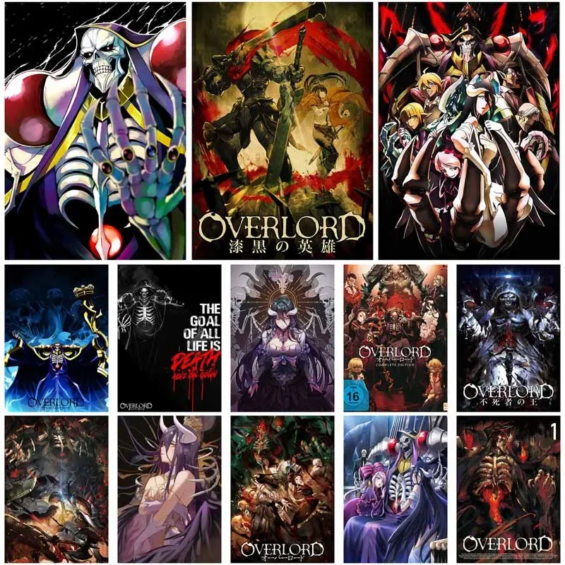 

White Paper Overlord Poster Aesthetics Anime Figure Prints Art Painting Manga Wall Art Decor Home Bar Decoration Mural Gifts