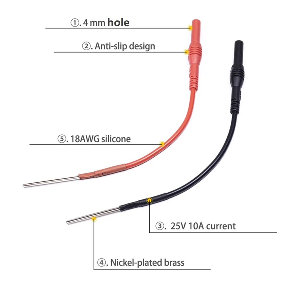 2 stücke Silikon Flexible Löffel Zurück Sonde Für 4mm Banana Test Führt 25V 10A Automotive Post Sonde kit Industrielle Test Werkzeuge – Detail 2