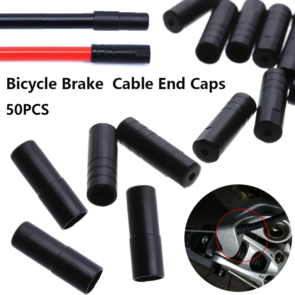 Mountain Road Bike Bicycle Brake Gears Outer Cable End Caps 50pcs Tips Crimps Shift Derailleur Cable Wire Tip Cap Housing bike cable end caps