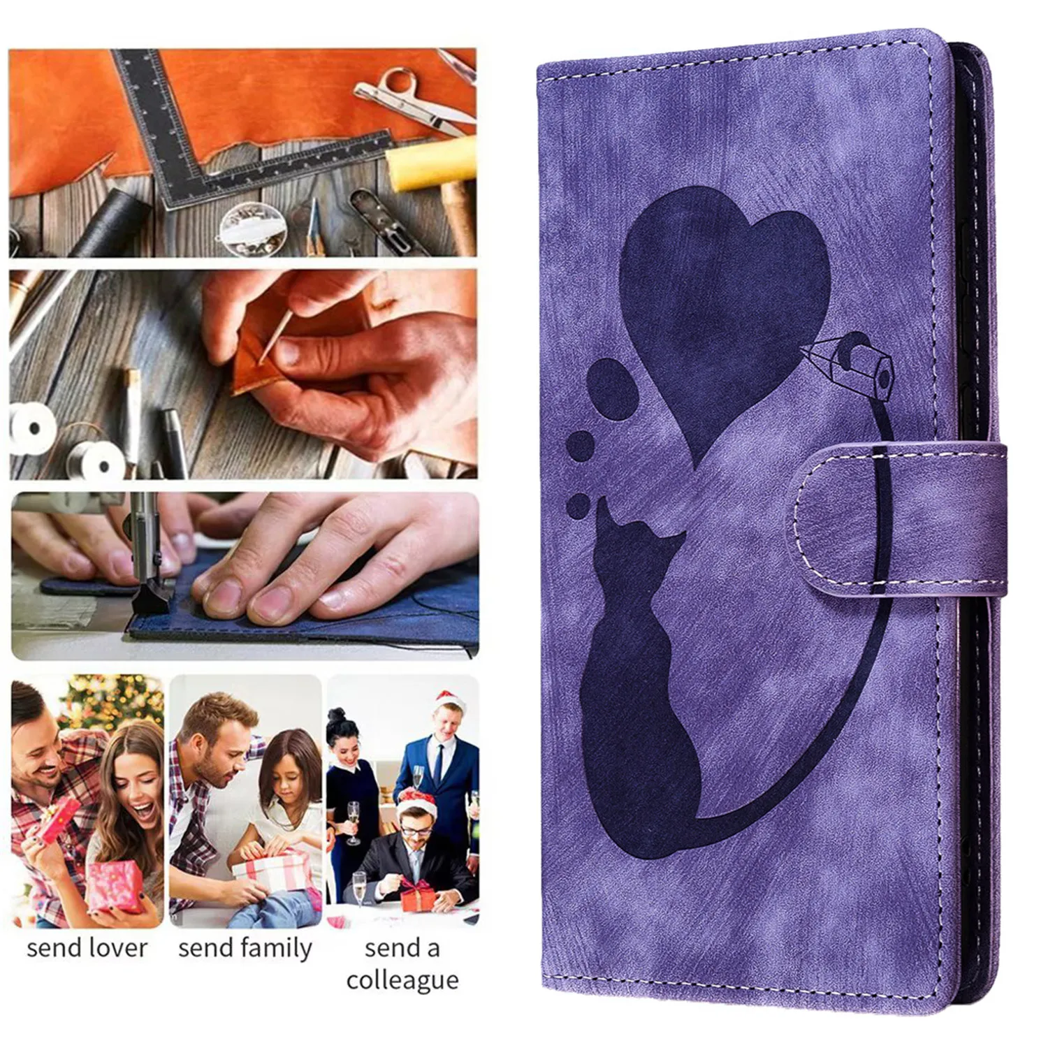 Premium PU Leather Flip Wallet Phone Case with Card Holder and Stand Feature, Book Style Cover