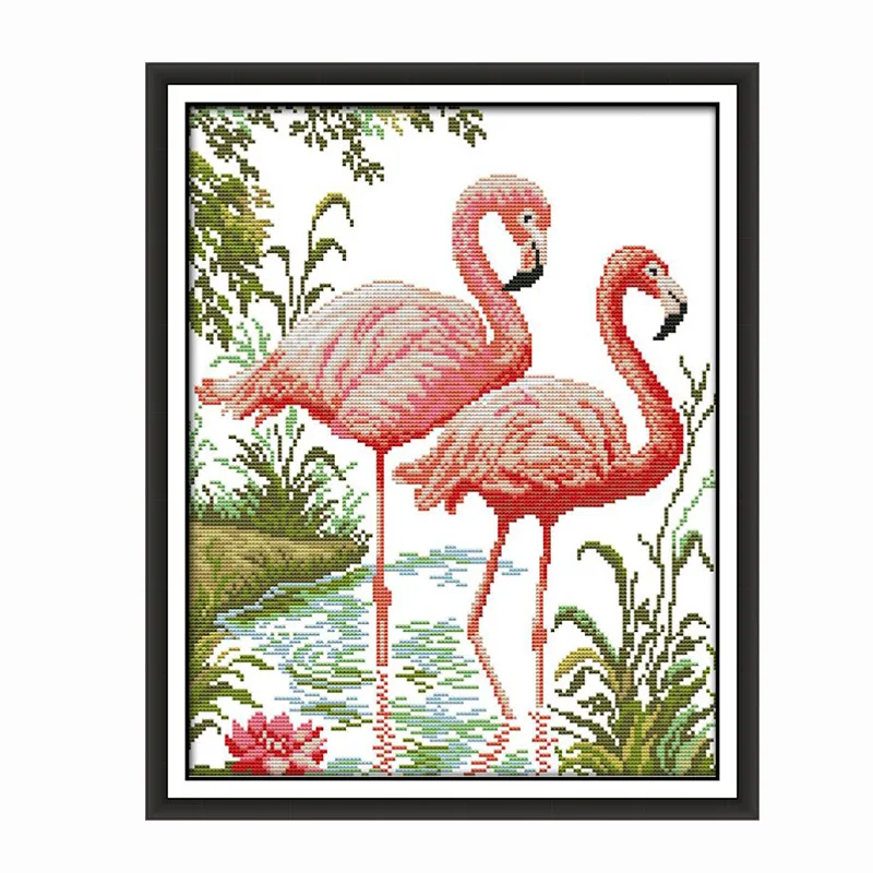 Full bead embroidery kits Diy bead embroidery kits beadwork circuits pearl 3mm printed cotton Flamingo canvas beads Cross Stitch