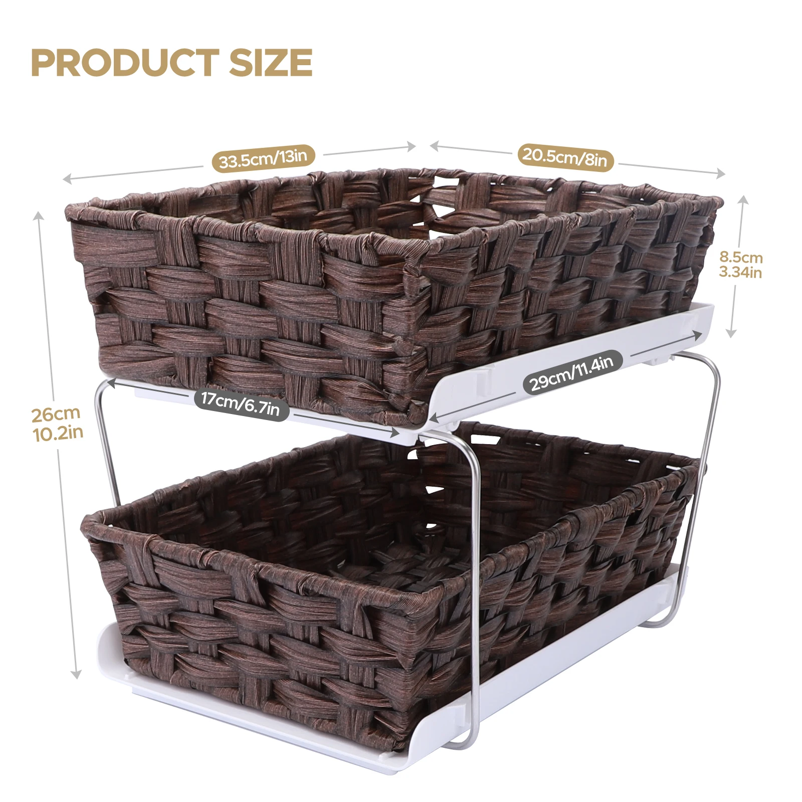 Lxmons 2 Tier Basket Drawer Organizer, Pull Out Under Sink