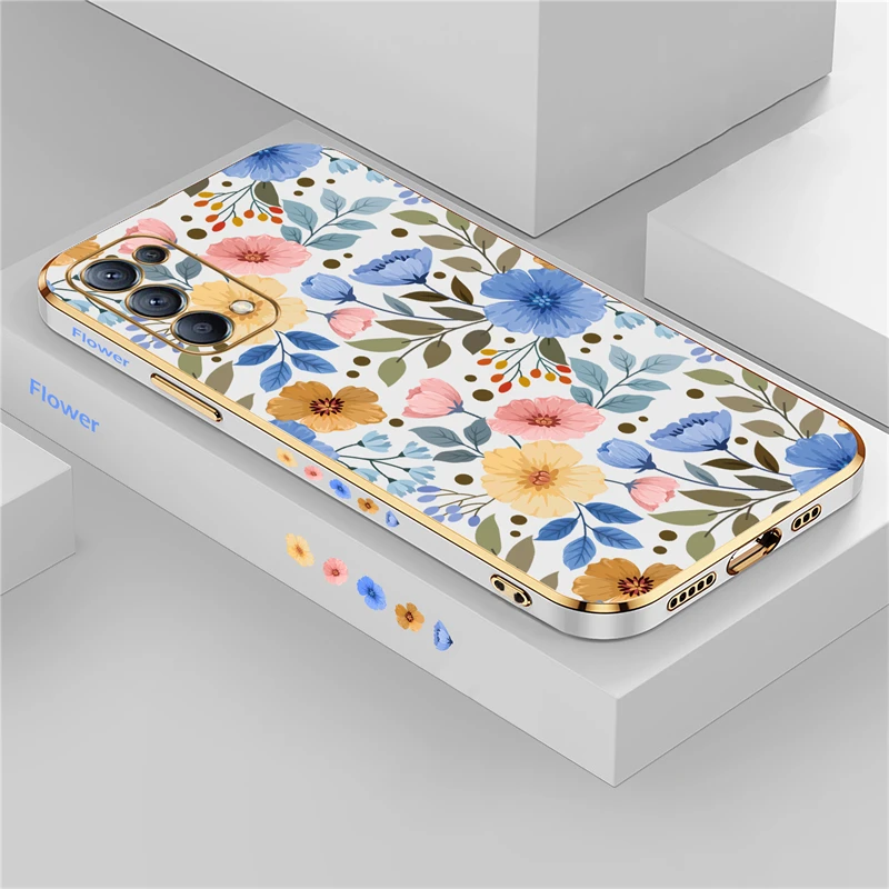 Elegant Floral Silicone Phone Case with Plated Design – Soft Protective Cover