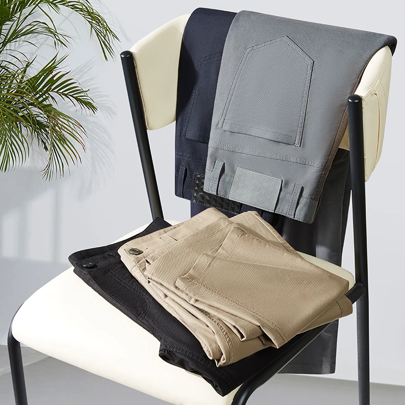 Light Luxury Casual Pants Men's High-End Simple All-Matching Straight Loose Office Trousers Summer Ice Silk Business Pants