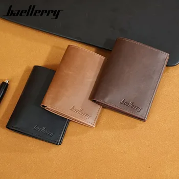 Portafoglio Baellery Vintage in Pelle PU per Uomo, Clip Portasoldi Minimalista da Tasca Frontale, Essenziale da Viaggio, Porta Carte Monocolore