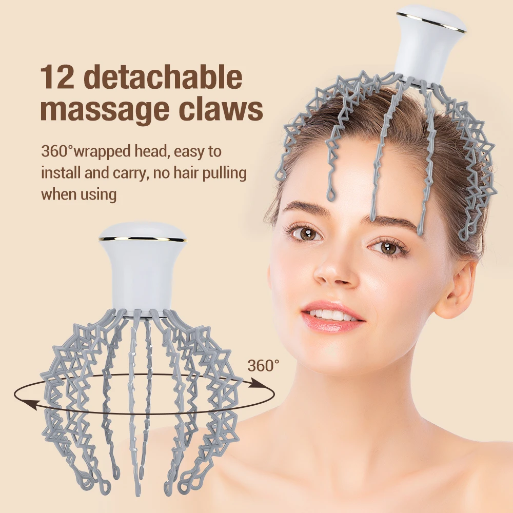 12 Claw Octopus Electric Head Massager USB Rechargeable Scalp Massager