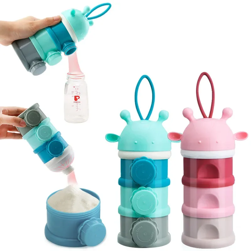 3Layer Cartoon Bunny Portable Baby Food Storag Box Multiple Opening Cereal Cartoon Infant Milk Powder Box Toddle Snack Container