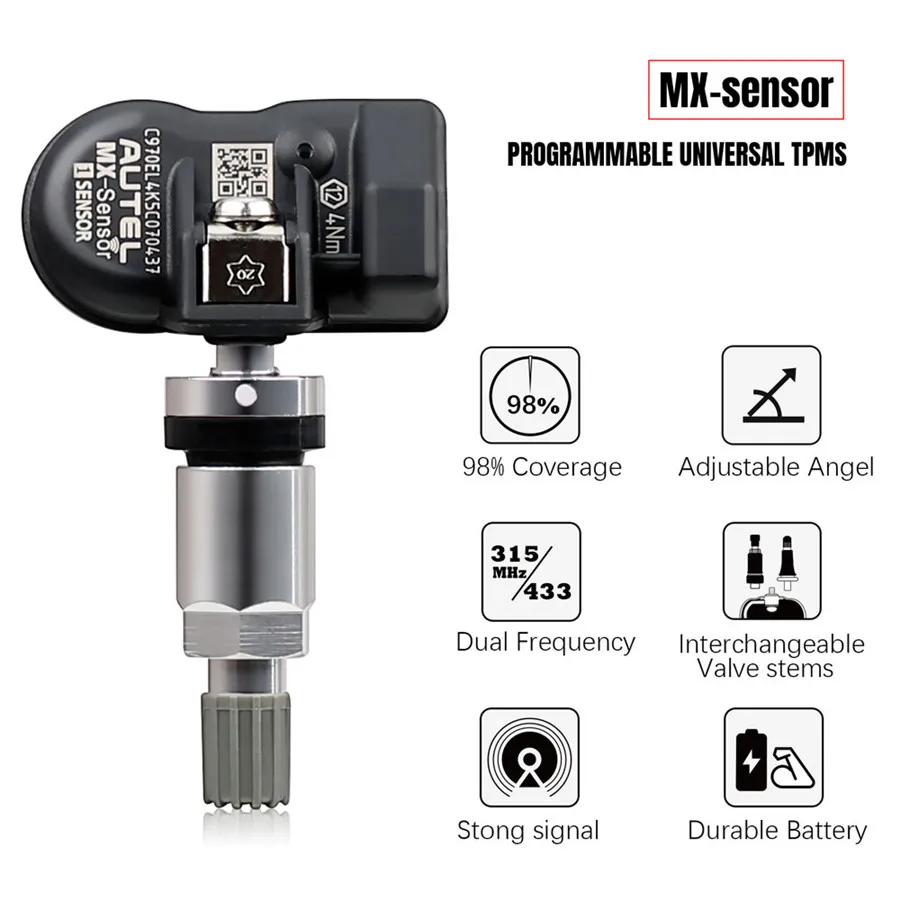 Autel MX-Sensor 315MHz+433MHz in Universal Programmable TPMS Sensor  Metal/Rubber OE Level Tire Pressure Monitoring System AliExpress