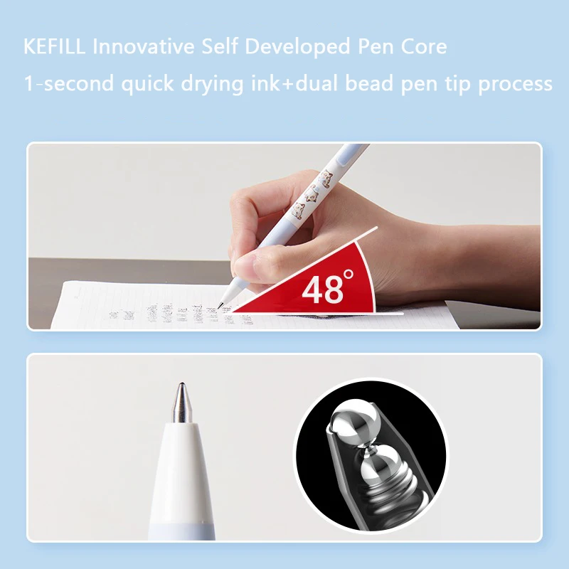 KACO Kawaii Gel Pen Stationery Quick Dry Signature Pens Set Press Type Quick Drying Pen Black ink Cute Panda Writing Supplies 4