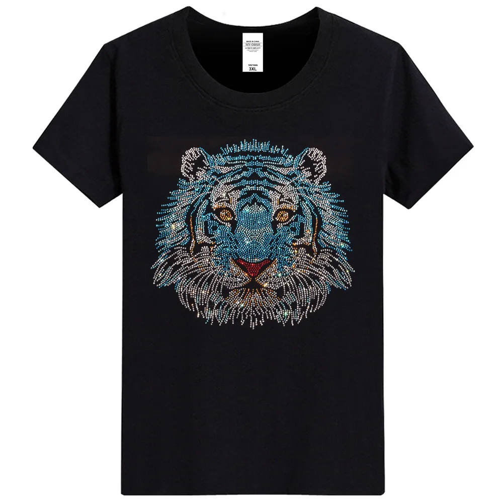 Camiseta Unisex con diamantes de tigre brillante para hombres y