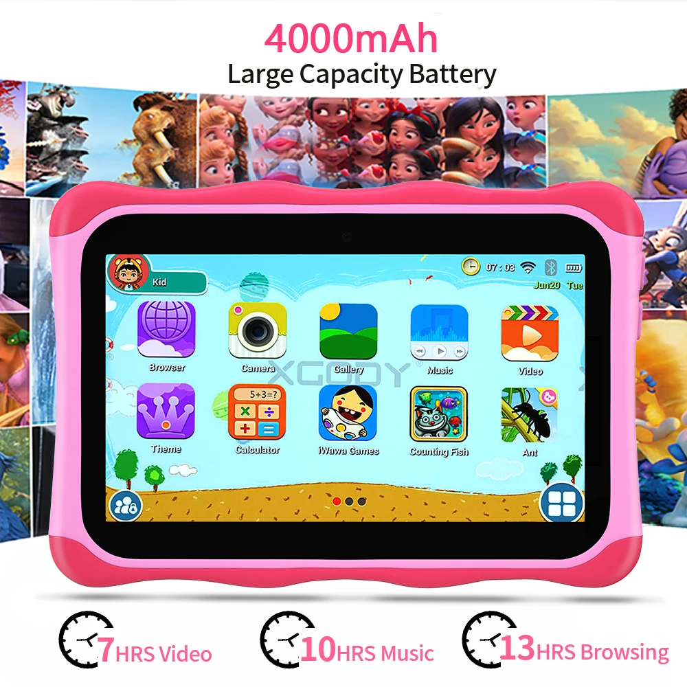 Sauenaneo's New cartoon dolphin children's Android Tablet Android 9 4GB RAM 64GB ROM WiFi Bluetooth Educational Game 4000mAh 3