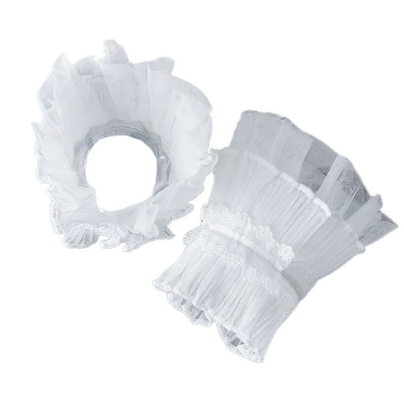 

1pair Ruffled Wrist Cuffs White Color False Sleeves for Teens Jackets Decor Drop Shipping