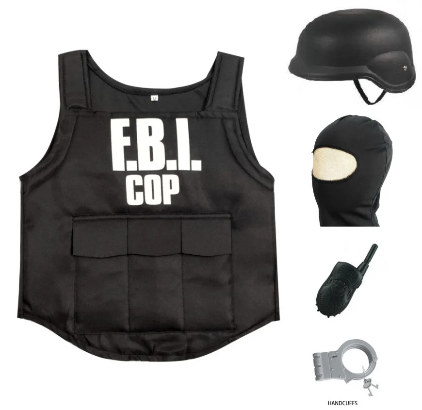 Uniforme d'agent de police du FBI, pare-balles, costume de casque