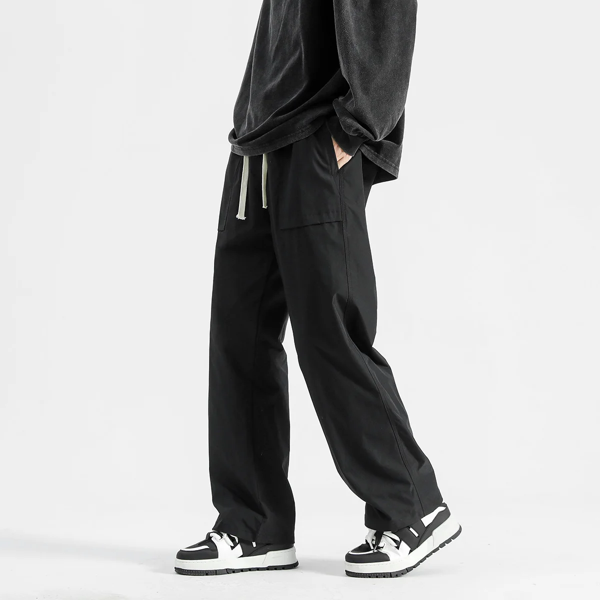 Harem Jogger Pants Men Streetwear Cargo Pants Hip Hop Ribbons Casual Ankle-length Trousers