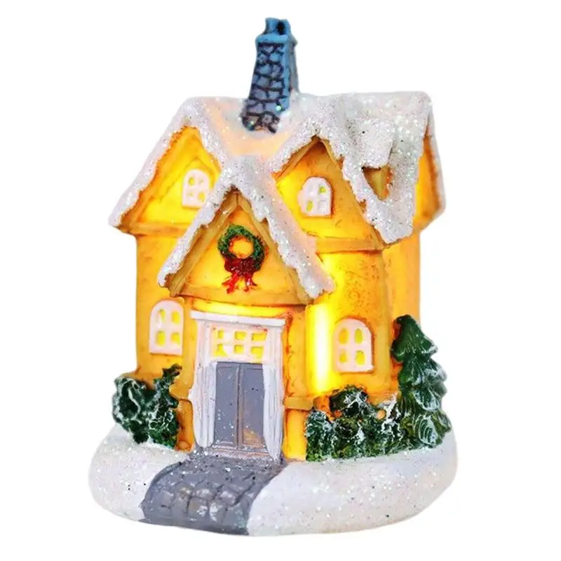 

Настольный Рождественский Декор, Рождественский красочный светящийся маленький дом, мигающий Снежный дом, подарок, полимерные поделки на батарейках, Рабочий стол