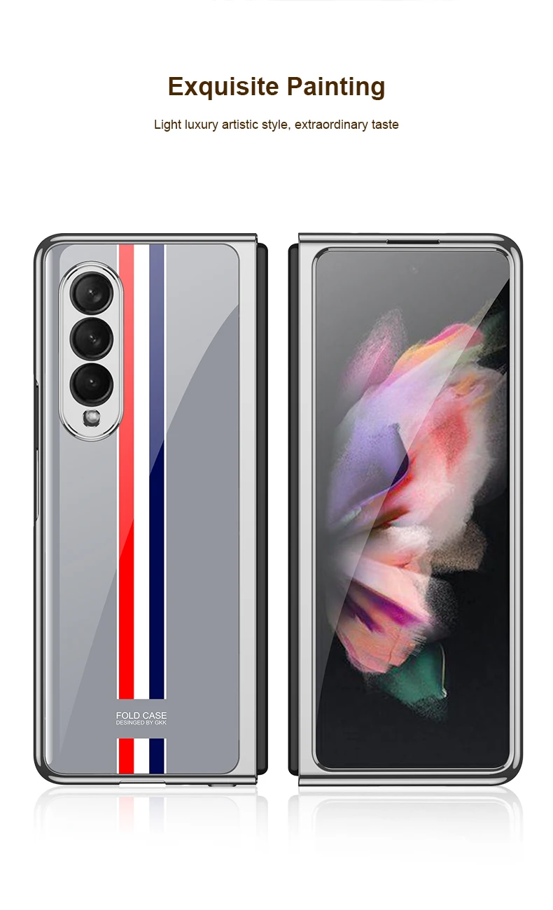 samsung silicone Sang Trọng Kính Cường Lực Dành Cho Samsung Galaxy Z Gấp 3 Ốp Lưng 5G Mạ Nhựa Khung Kính Cứng Dành Cho galaxy Z Fold3 kawaii phone case samsung