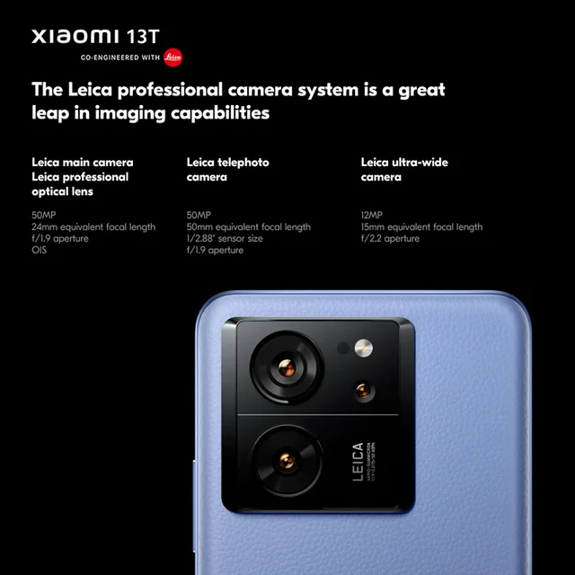 Global Version Xiaomi Mi 13T 8/12GB 256GB 144Hz 6.67" AMOLED Display 50MP Leica Camera Dimensity 8200-Ultra 67W Turbo Charging 3