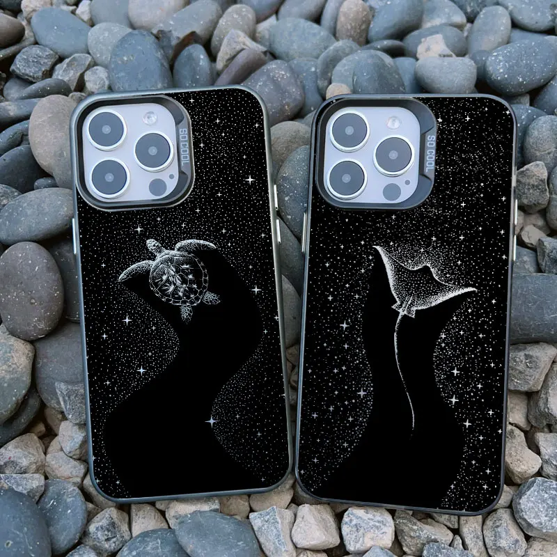 Marine Life Dotted Art Phone Case in Black Laser Finish