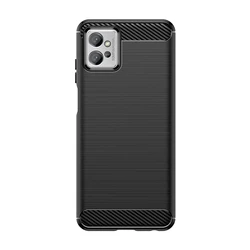 Carbon Fiber Shockproof TPU Soft Case - Enhanced Protection Cover for Moto G32 (Black)
