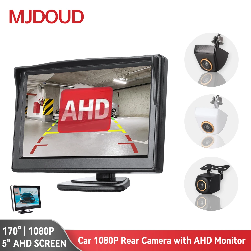 

MJDOUD Car Rear View Camera with AHD Monitor for Video Auto Parking 5"Screen Vehicle HD Reversing Camera Starlight Night Vision