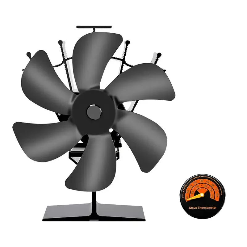 In 6 Blades Fireplace Fan, Heat Powered Stove Fan For Wood, With