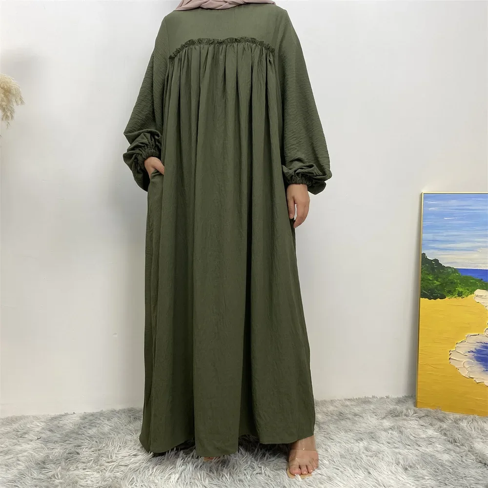 

Plain Abaya Crepe Muslim Long Dress Ramadan Eid Loose Abayas for Women Islam Prayer Outfit Hijab Robe Dubai Turkey Modest Kaftan
