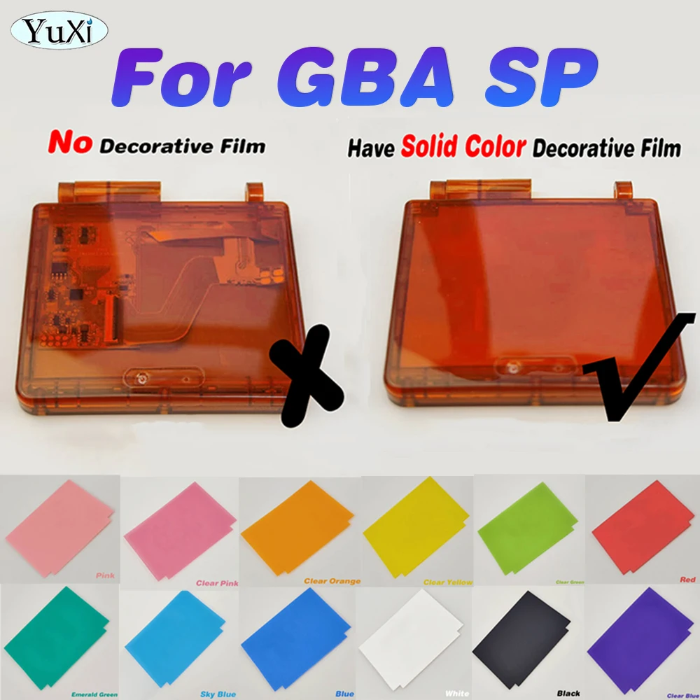 

1Pcs For GBA SP Shell Color Decoration Piece Decorative Color Modification Film For Gameboy Advance SP Game Controller DIY Part