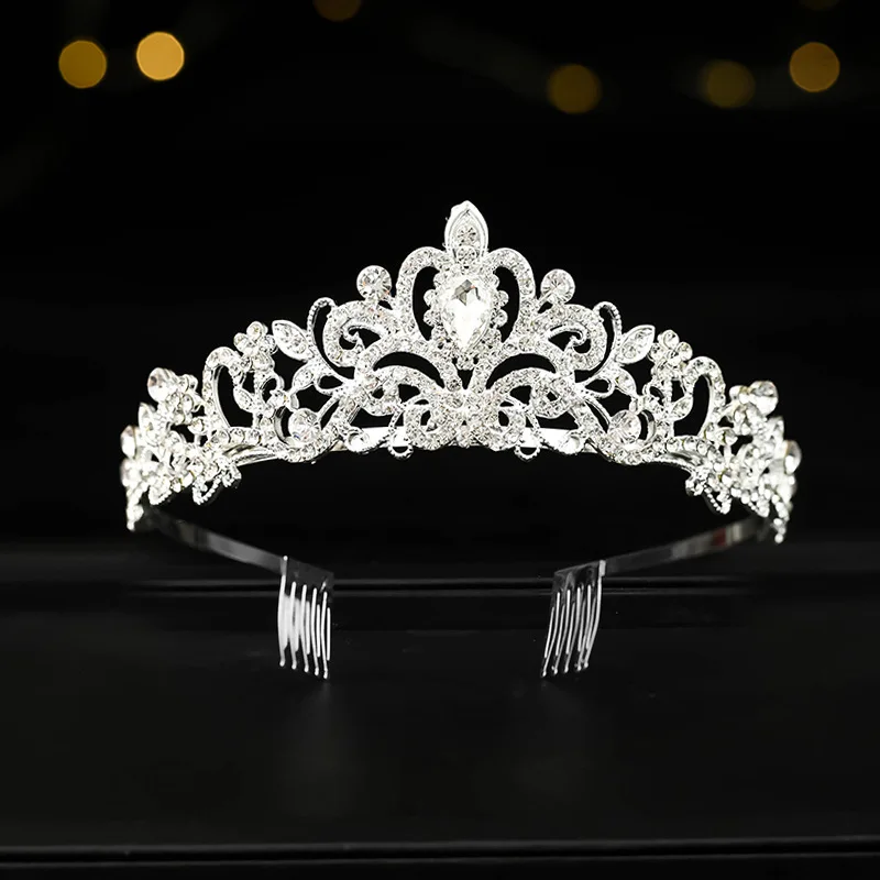 Tiara Corona Diadema De Metal Con Strass Cod 9907 Modelo 1 Dorado