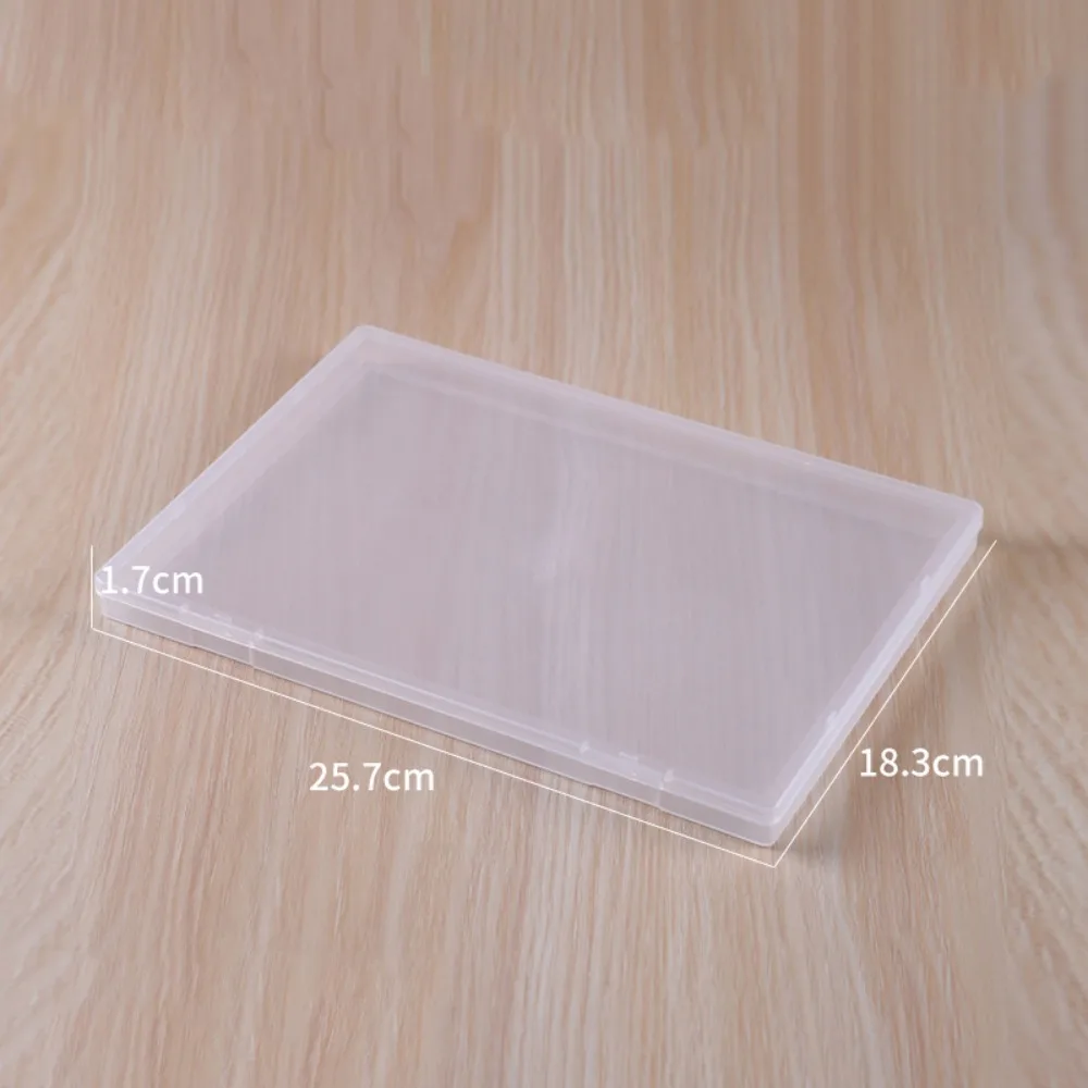 Container Case Rectangular Plastic Clear Storage Box Portable Transparent Flat Wear-resistant 4 Sizes Table Organizer