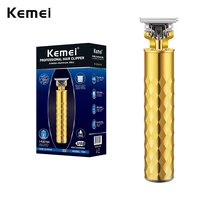 Kemei T9 Gold Hair Clipper Professional Electric Barber Zero Gapped Hair Trimmer 0mm Hair Cutting Machine Men USB Rechargeable 1
