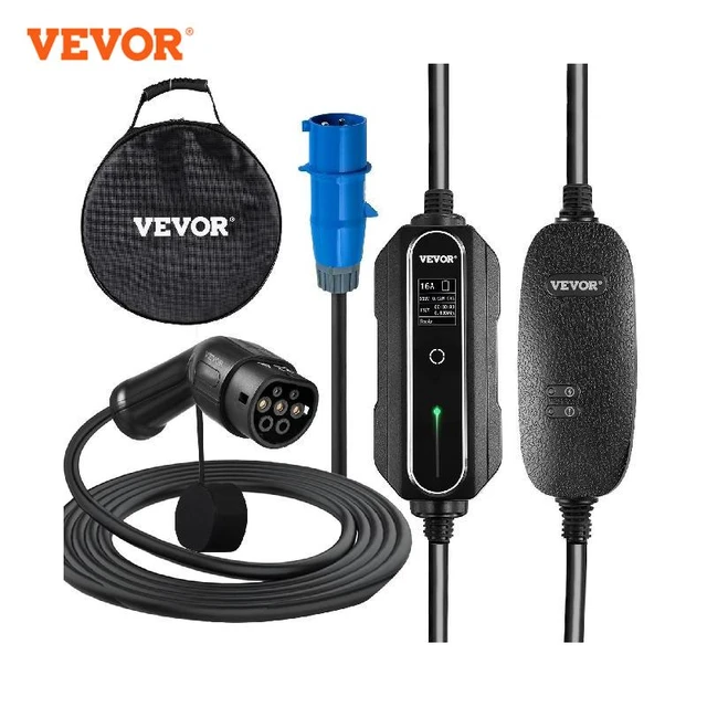 VEVOR Portable EV Charger Type 2 10A 13A 16A 32A Digital Display CEE 3 Pin  / Schuko