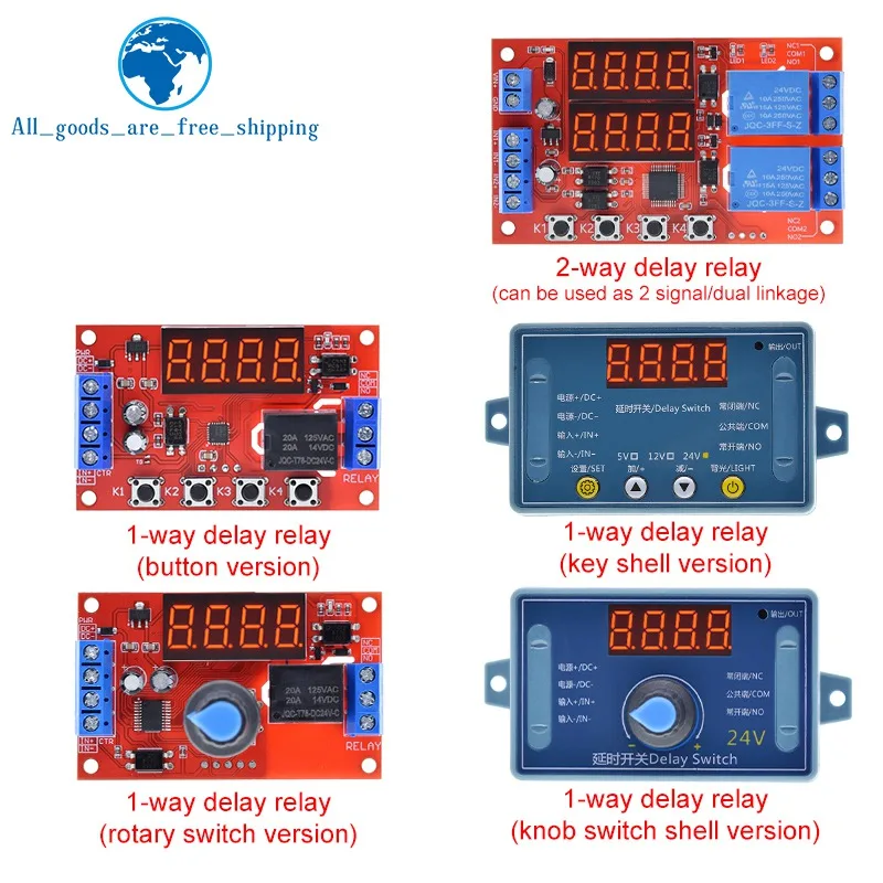 DC 5V 12V 24V 10A Adjustable Time Delay Relay Module 32 Modes LED Digital Timming Trigger Timer Control Switch Pulse Cycle