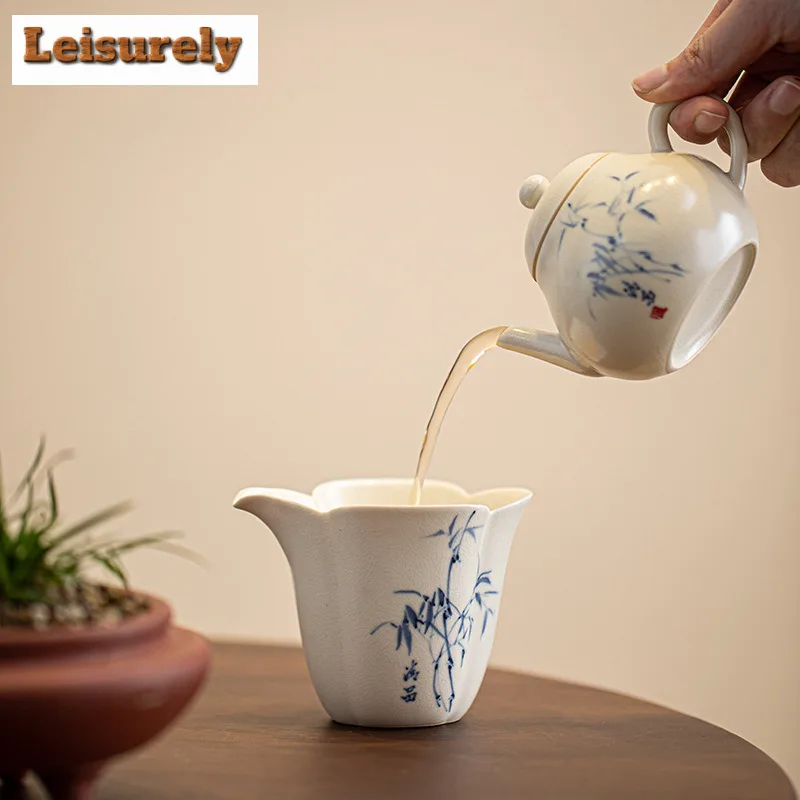 170ML Soda Glazed Hand-painted Bamboo Tea Pitcher Pour Tea Cha Hai Dispenser Justice Cup Flower Tea Fair Mug Teaware Supplies