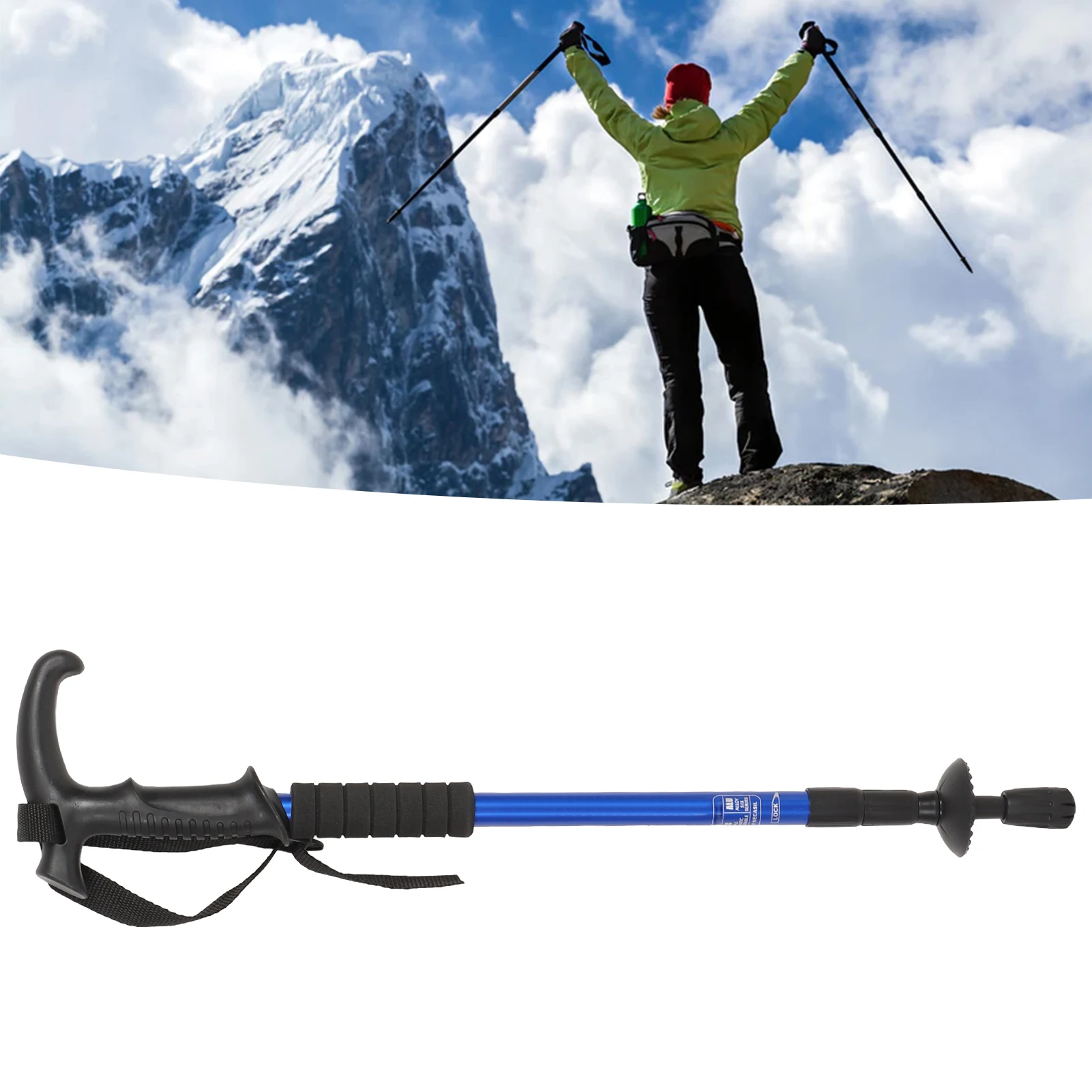 3 Section Portable Hiking Pole Aluminum Alloy Adjustable Heigh Walking Stick Shock Resistant Mountaineering Pole 2