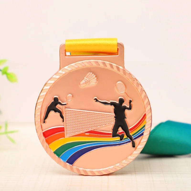 Customized Badminton Marathon Metal Medal, Wheat Ear Cup Gold, Silver, Bronze, Student Sports Competition Award Souvenirs, 10Pcs