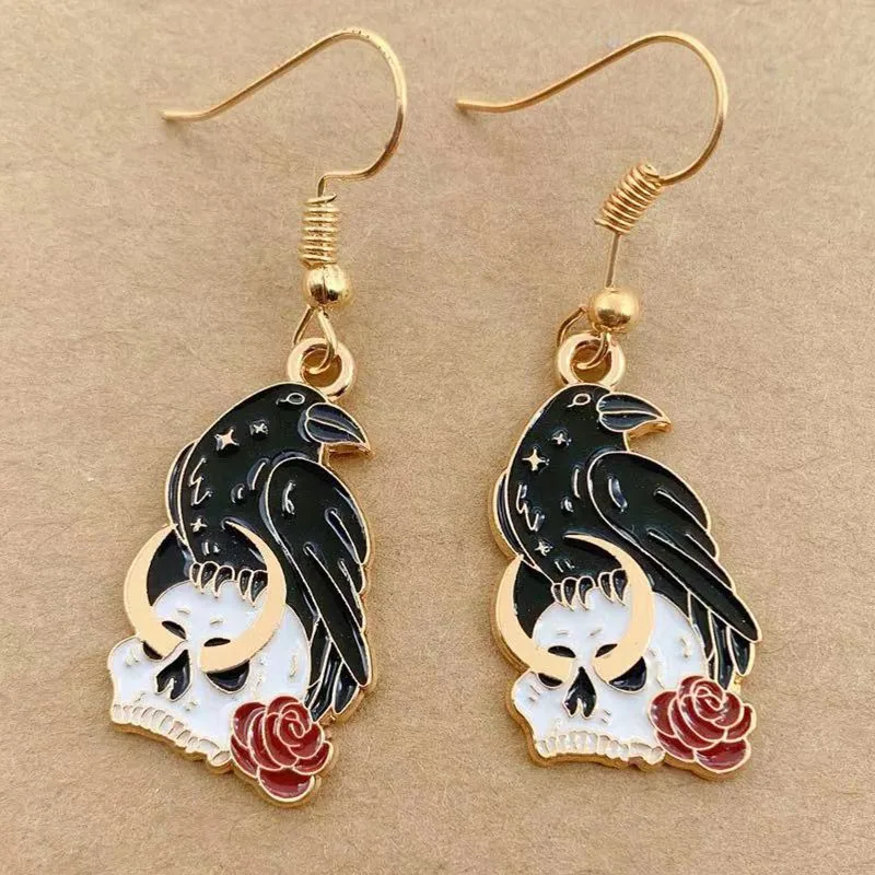 Earrings for Women Girls Drop Dangle Teens Charm Party Halloween Skull Cross Horror Skeleton Death Bat dangle earrings drop earrings cross earrings