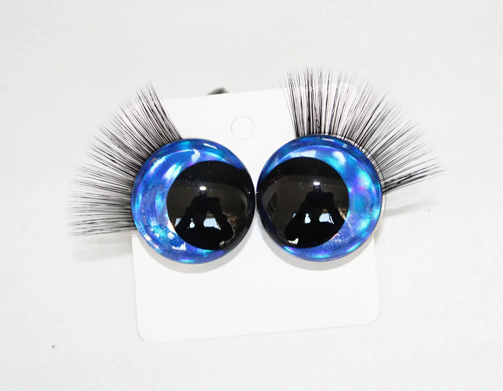 10pairs masckaszem fit 9mm to 35mm eyes clear black eyelash tray with eyelash for diy doll toy handcraft Doll Eyelashes