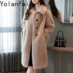 Genuine Wool Fur Coat Korean Sweet Female Jacket Soft Warm Women's Coats Spring Autumn Sheep Shearing Coat Manteau Femme Zjt774