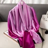 Luxury Gradient Silk Scarf Women Brand Solid Femme Shawls Wraps Bandana Head Foulard Fashion Lady Hijab Wedding Poncho 2023 3