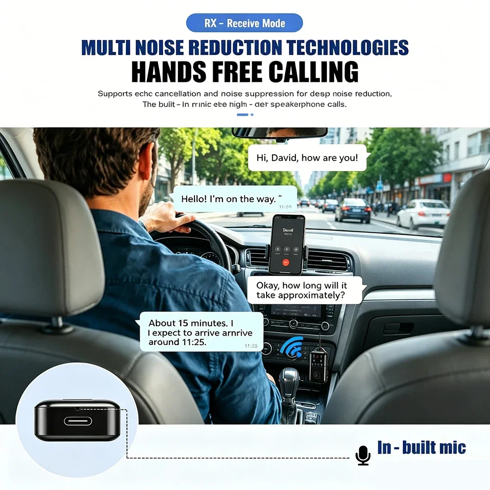 KEBIDUMEI 2 in 1 블루투스 6.0 오디오 송수신기 1:2 무선 어댑터 3.5mm AUX HiFi 스테레오 어댑터 (차량용/TV용) 2 in 1 Bluetooth 6.0 Audio Transmitt