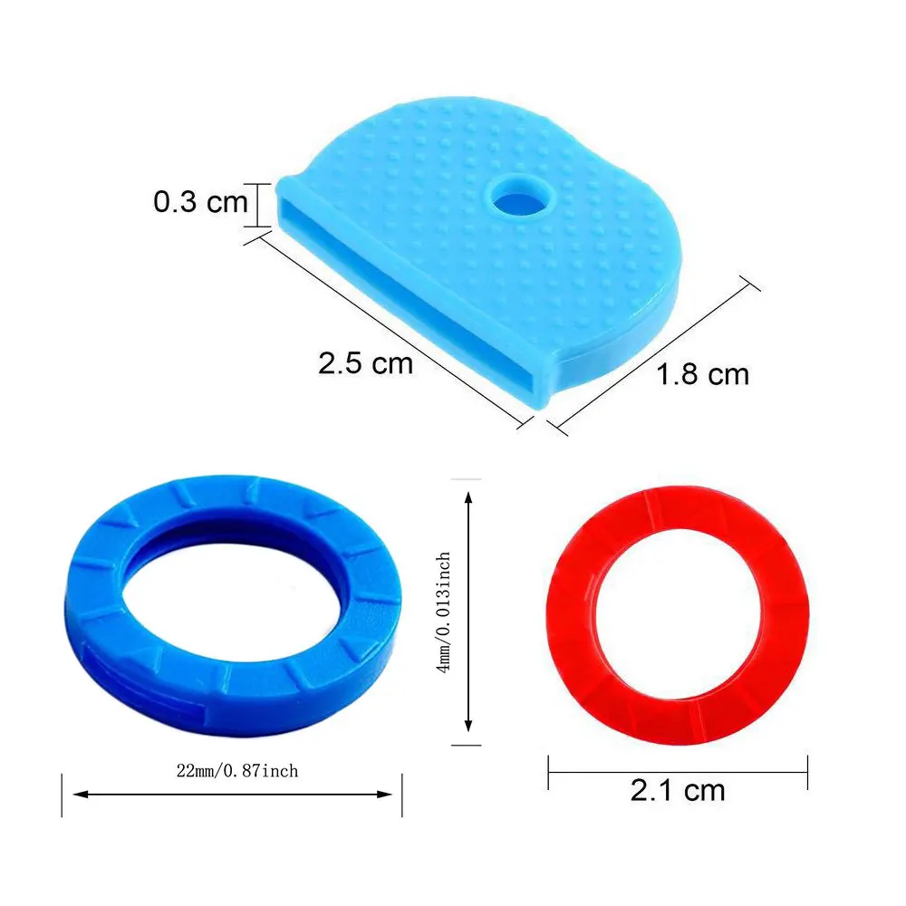 Mixed Plastic Key Caps Covers 24/32Pcs Topper Elastic Case for DIY Key Chains Key Rings Rubber Head Caps Keys Locks Tags ID Markers