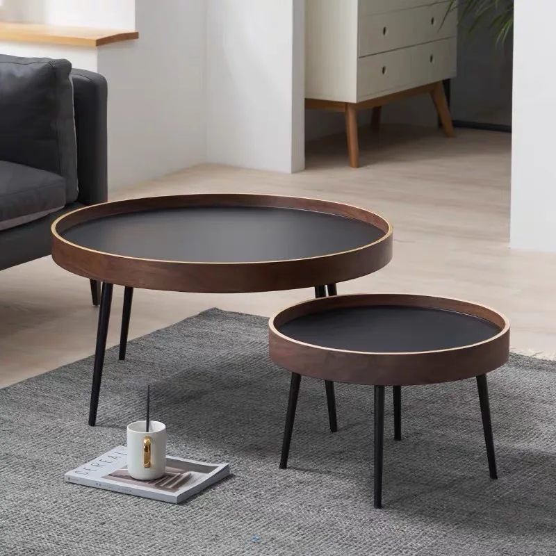 

Round Storage Coffee Tables Mid Century Design Antique Adjustable Coffee Table Small Apartment Wood Mesa Auxiliar Home Furniture