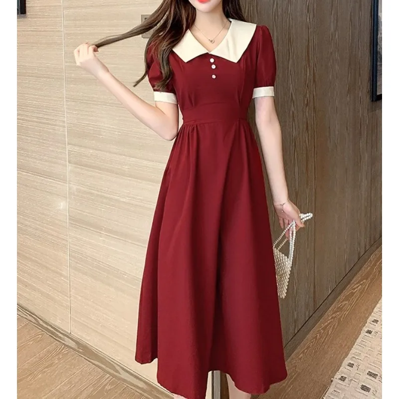 

Red Dress Female Summer Dress 2024 New Black Chic Dress Elegant Fashion Korean Simple Casual Womens Midi Ladies Dresses