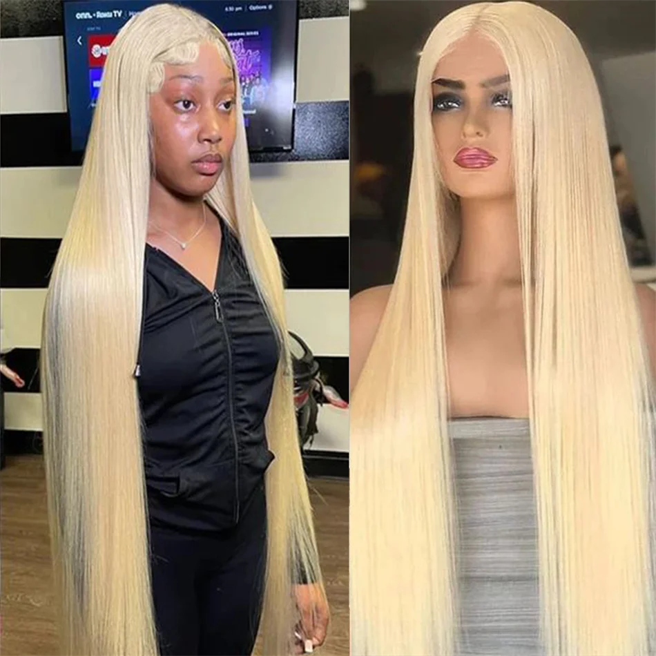 

613 Straight 13x6 Lace Front Human Hair Wigs Brazilian Remy Blonde Color Glueless 13x4 Lace Frontal Wig for Women 30 32 40 Inch