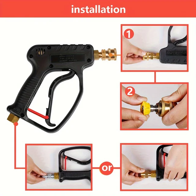 DERASL Pistola De Limpieza De Alta Presiu00f3n 4000PSI Con Acoplamientos